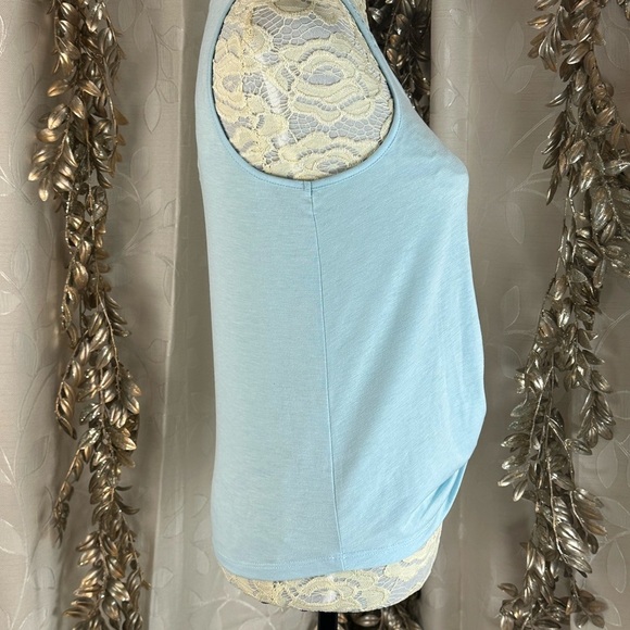 Hippie Rose XS Aqua Blue Glow Knotted Tank Top Boho Chic Layering Resort Beach - Picture 3 of 10